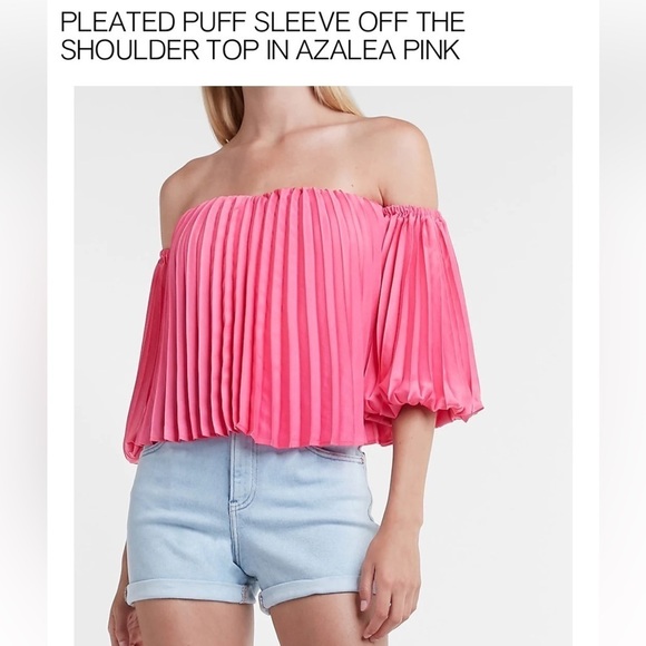 EXPRESS PLEATED PUFF SLEEVE TOP - Picture 5 of 6